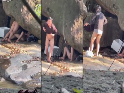 Đi phượt cặp đôi tranh thủ chơi ở hang đá